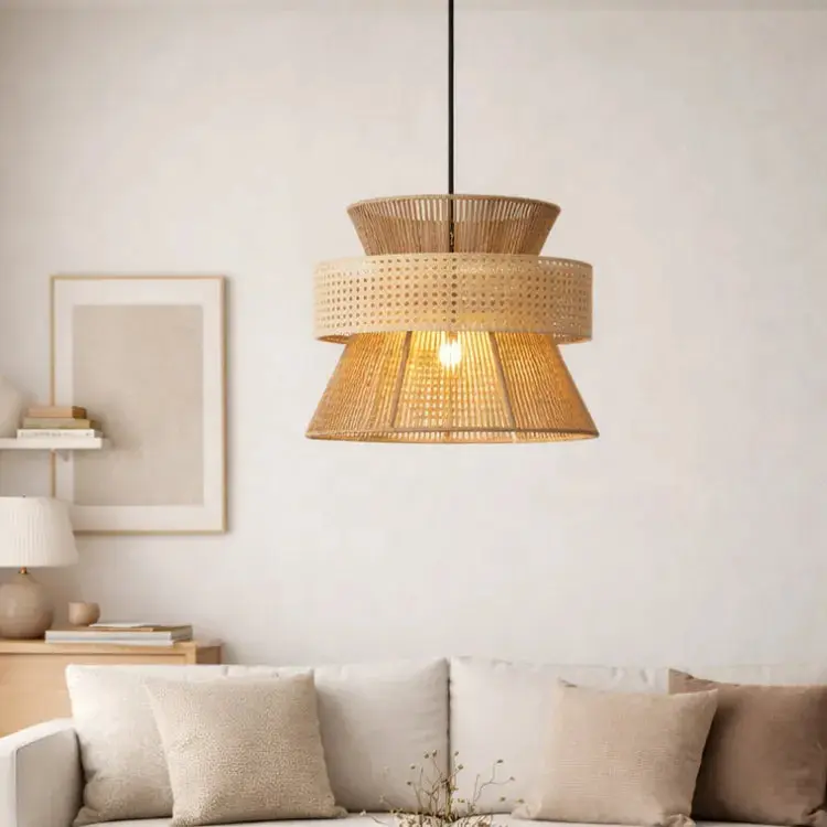 Suspension bambou & rotin naturel Ø 40 cm | Vumao