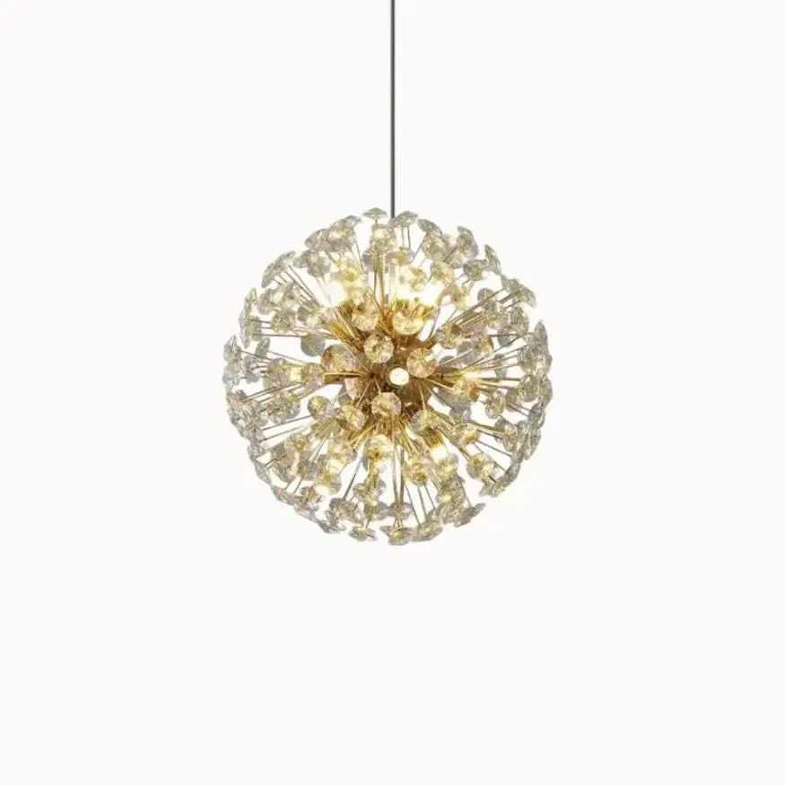 Suspension moderne en cristal & métal doré Ø 35 cm | Iris