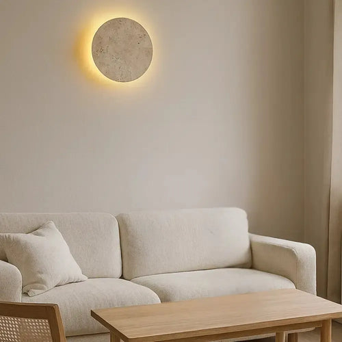 Applique murale LED en travertin authentique | Lunamo