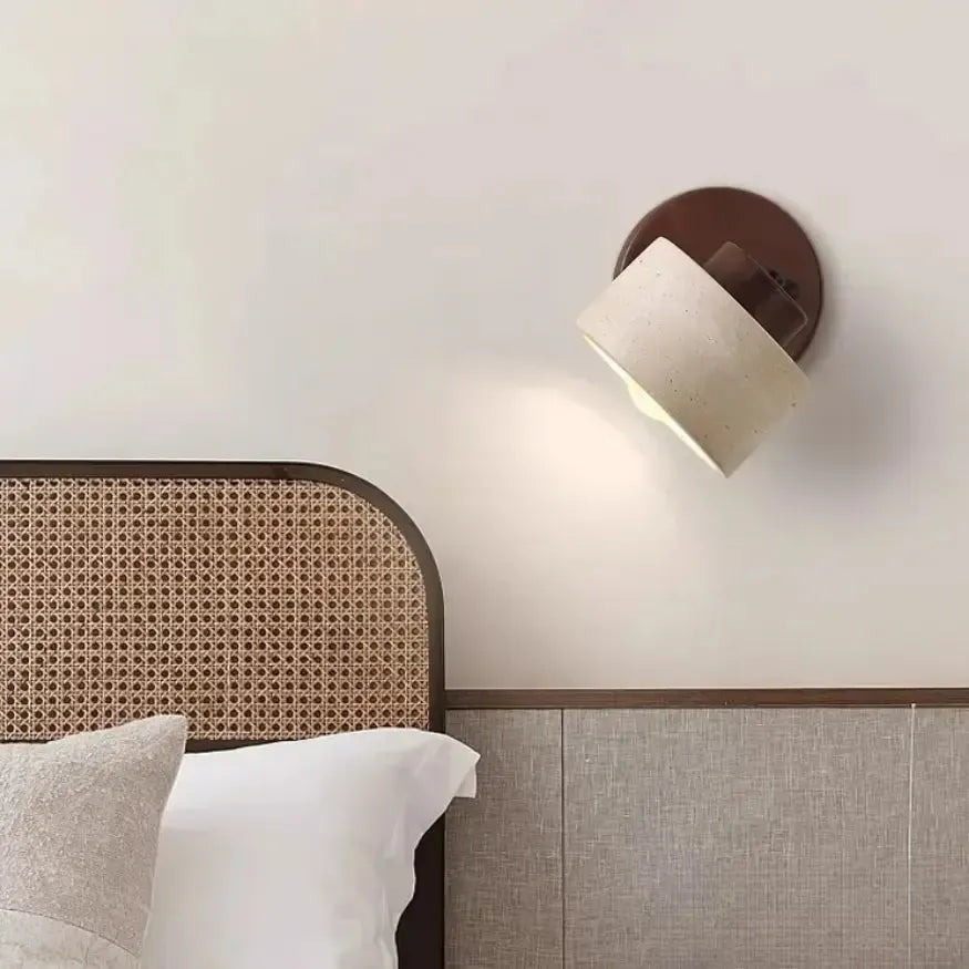 Applique murale scandinave en Travertin & Bois | Bivnex