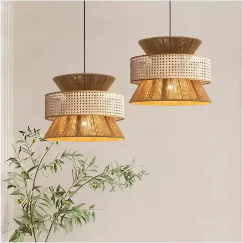 Suspension bambou & rotin naturel Ø 40 cm | Vumao