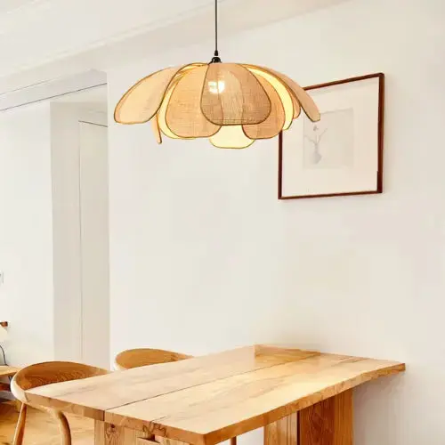 Suspension rotin naturel design pétales Ø 50 cm | Milano