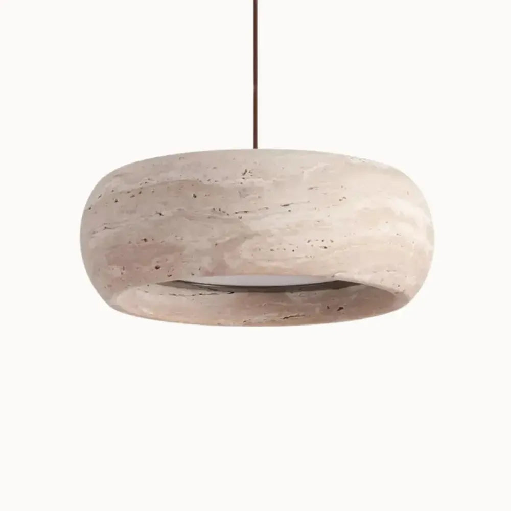 Suspension moderne en travertin authentique Ø 20 cm | Cerclio