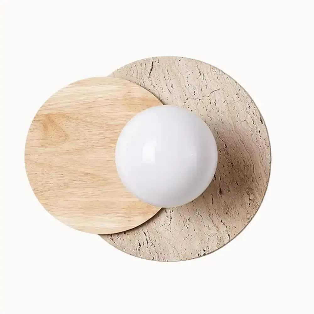 Applique murale design scandinave en travertin & bois | Ruijel