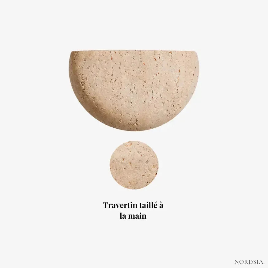 Applique murale design demi-lune en travertin | Unami