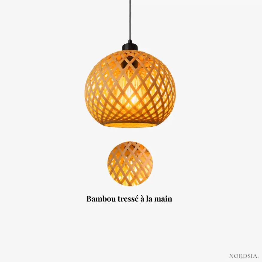 Suspension bambou design sphérique Ø 20 cm | balino
