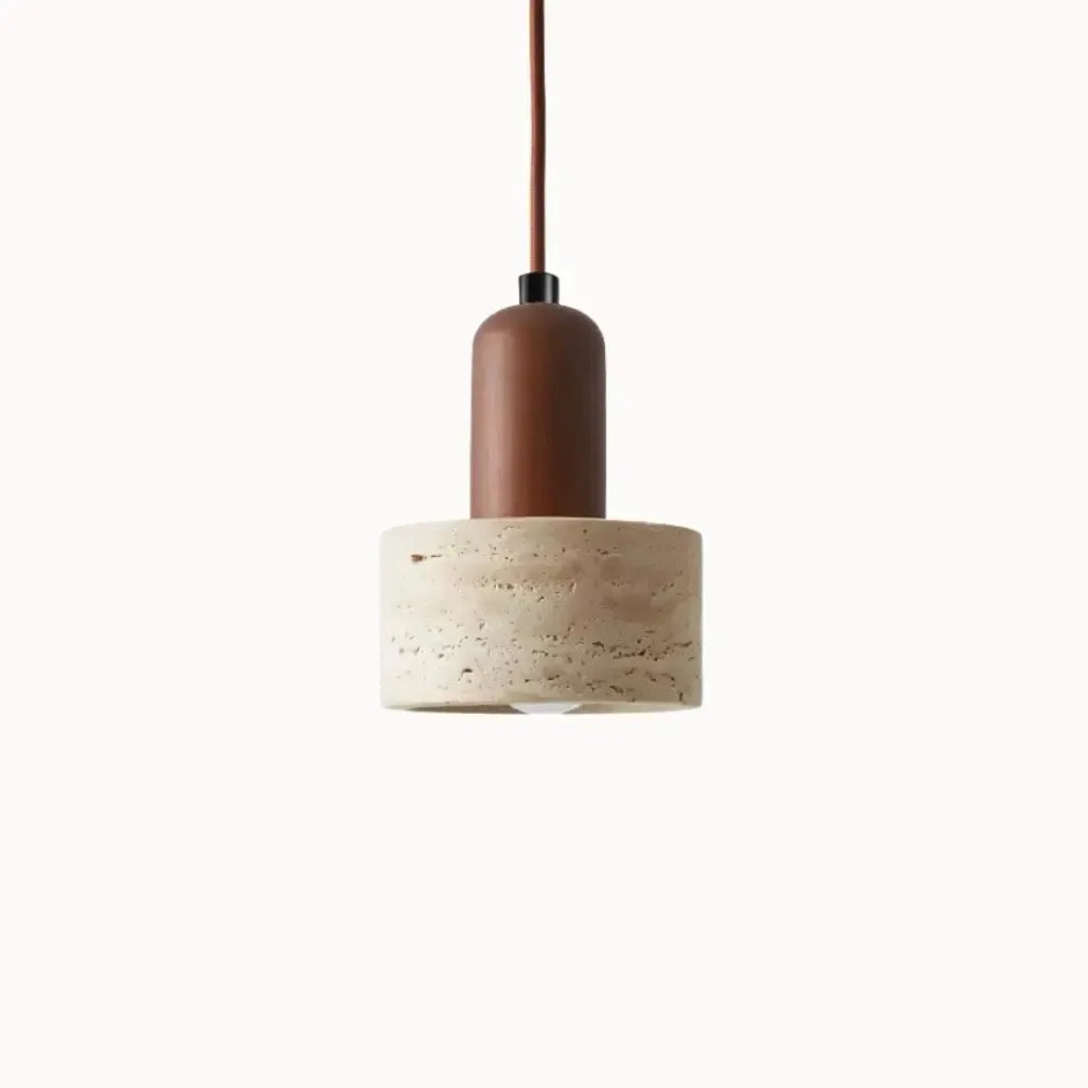 Suspension design épuré en pierre de travertin & bois | Gluoni