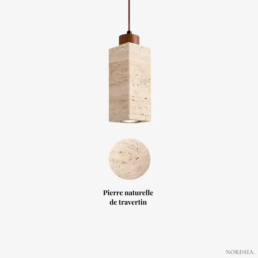 Suspension scandinave en travertin & bois | Niveoli