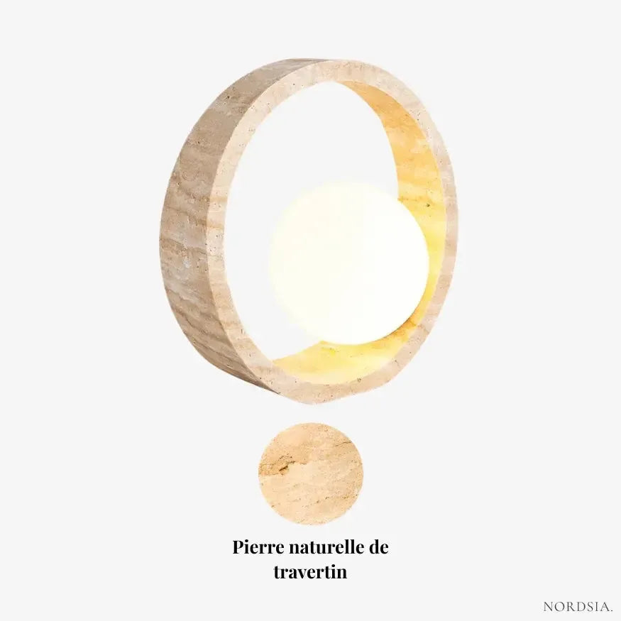 Lampe design sculptural en travertin naturel | Noctura
