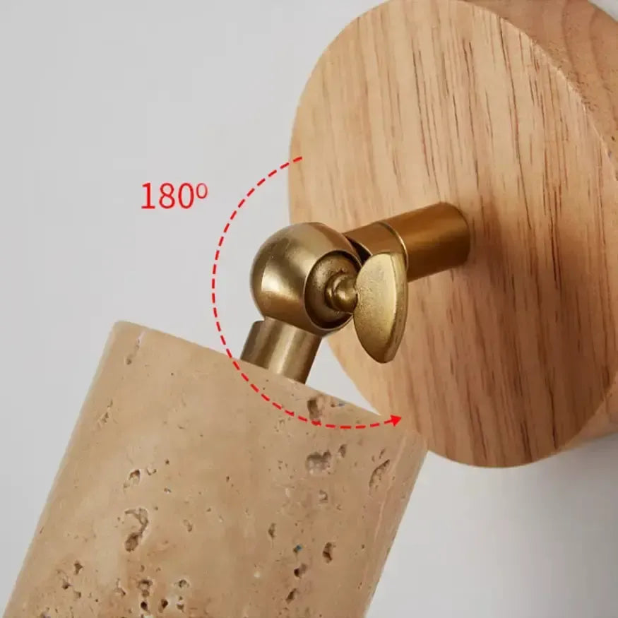 Applique murale design en travertin & bois | Ima