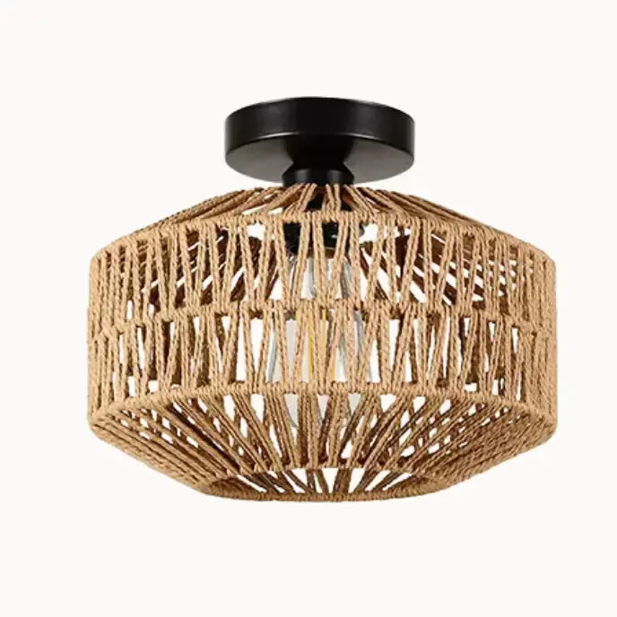Plafonnier rotin & chanvre naturel | Eloa