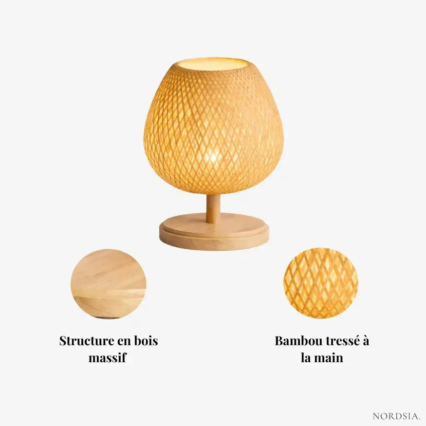 Lampe de chevet bois & bambou naturel | Muereli