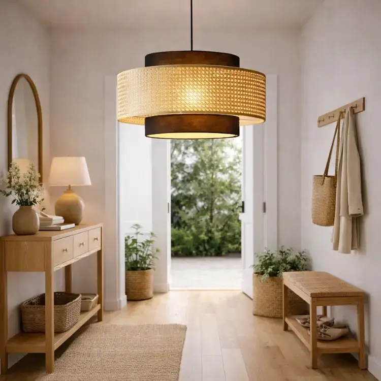 Suspension rotin naturel design nordique Ø 40 cm | Rilano