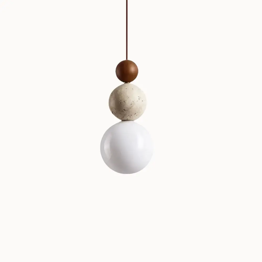 Suspension design nordique en pierre de travertin & bois | Humilo