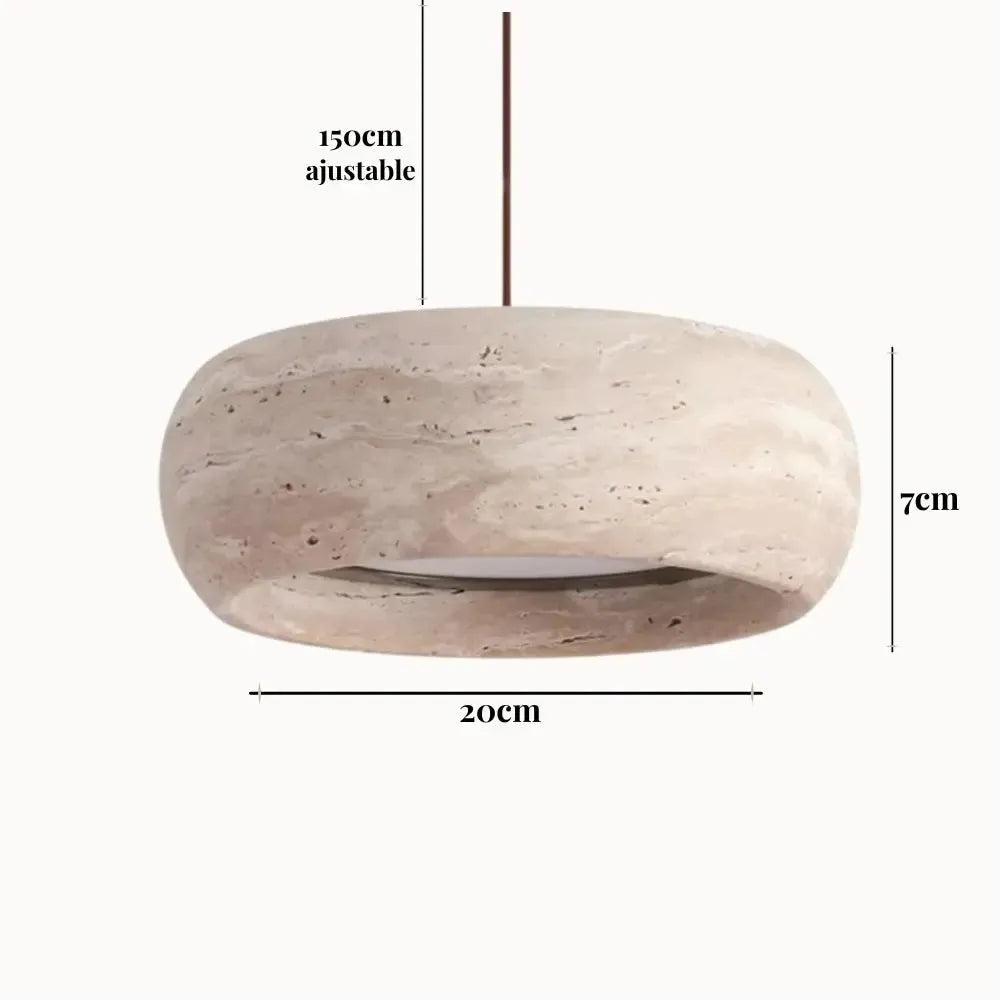 Suspension moderne en travertin authentique Ø 20 cm | Cerclio
