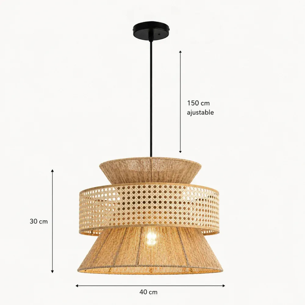 Suspension bambou & rotin naturel Ø 40 cm | Vumao