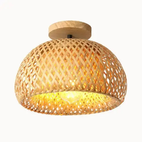 Plafonnier Bambou Tressé Ø 30 cm | Qualix