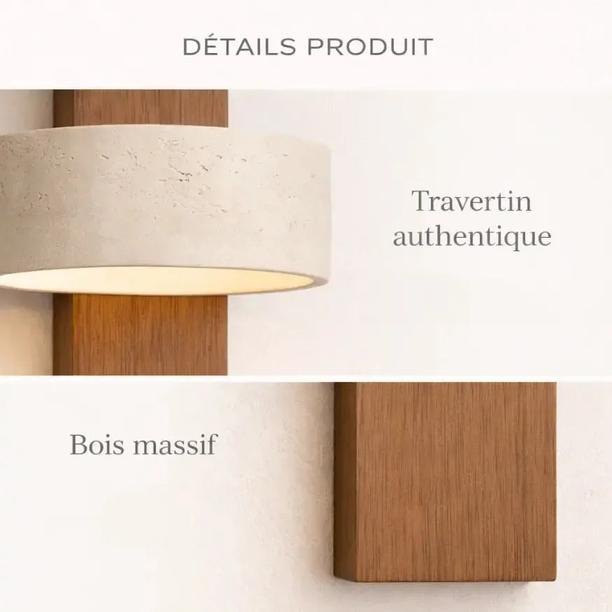 Applique murale design en bois & travertin | Vurami