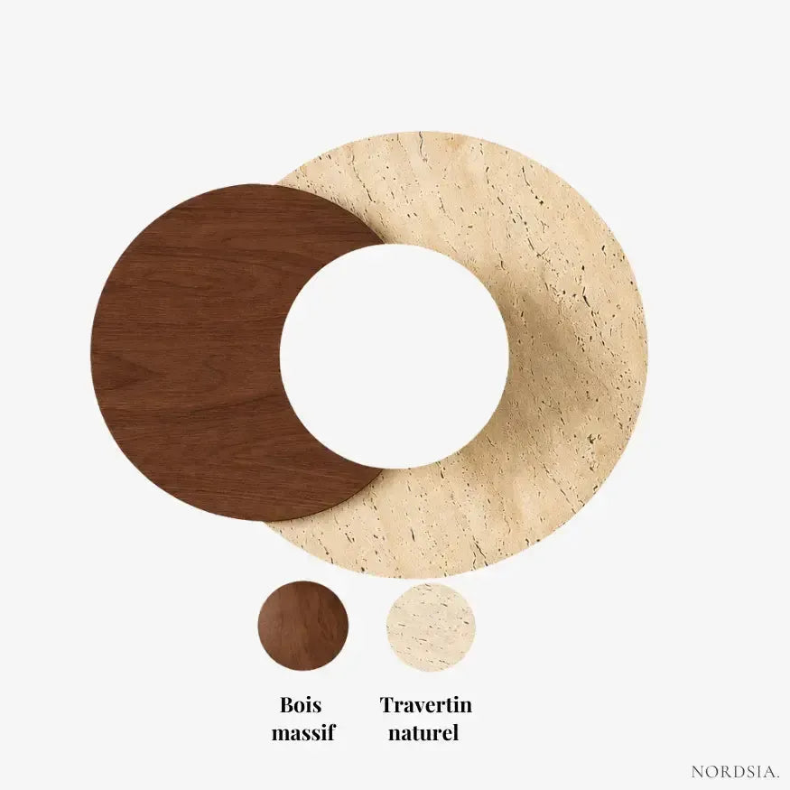 Applique murale design scandinave en travertin & bois | Ruijel