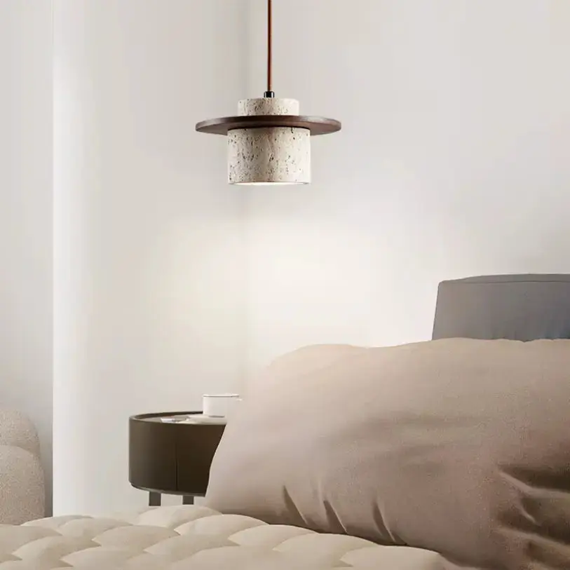 Suspension design scandinave en travertin Ø 20 cm | Nirill