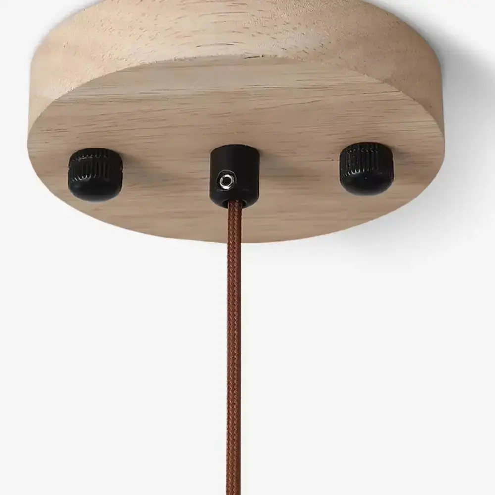 Suspension design scandinave en travertin & bois Ø 30 cm | Platino