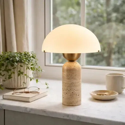 Lampe de chevet en travertin design scandinave | Upram
