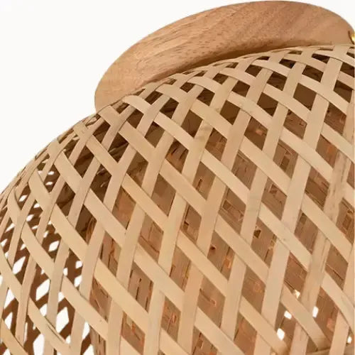 Plafonnier Bambou Tressé Ø 30 cm | Qualix
