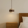 Suspension moderne en travertin & Bois noyer Ø 20 cm | Merasi