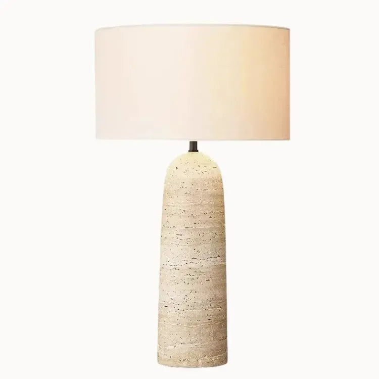 Lampe moderne en travertin & tissu | Omiu