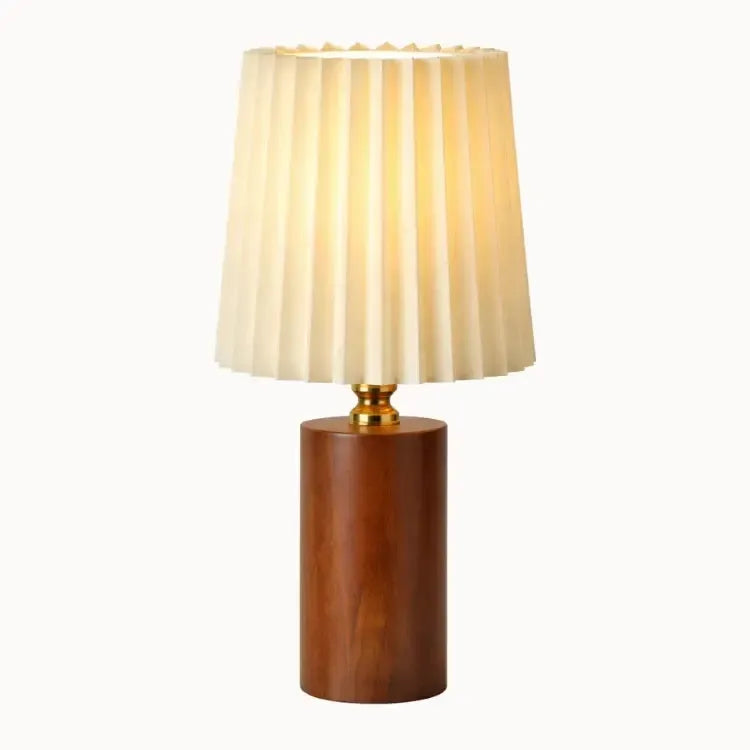 Lampe de chevet bois massif & tissu plissé | Ruera