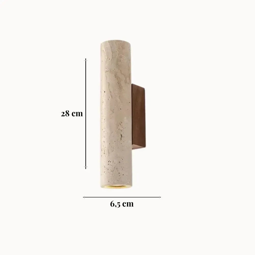 Applique murale design minimaliste en travertin & bois | Wlenk