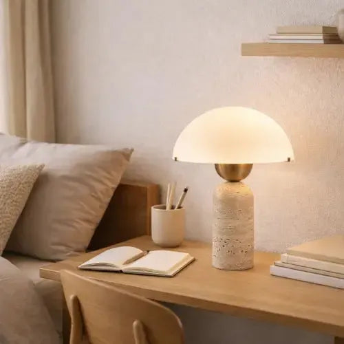 Lampe de chevet en travertin design scandinave | Upram