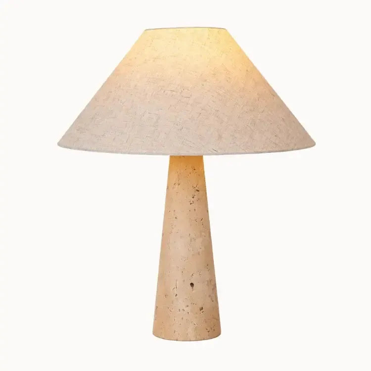 Lampe de chevet design en travertin & tissu | Niva