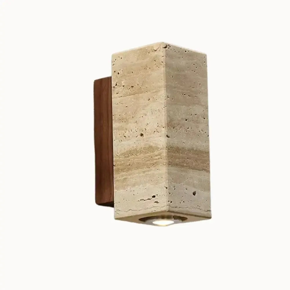 Applique murale moderne en travertin & bois | Minia