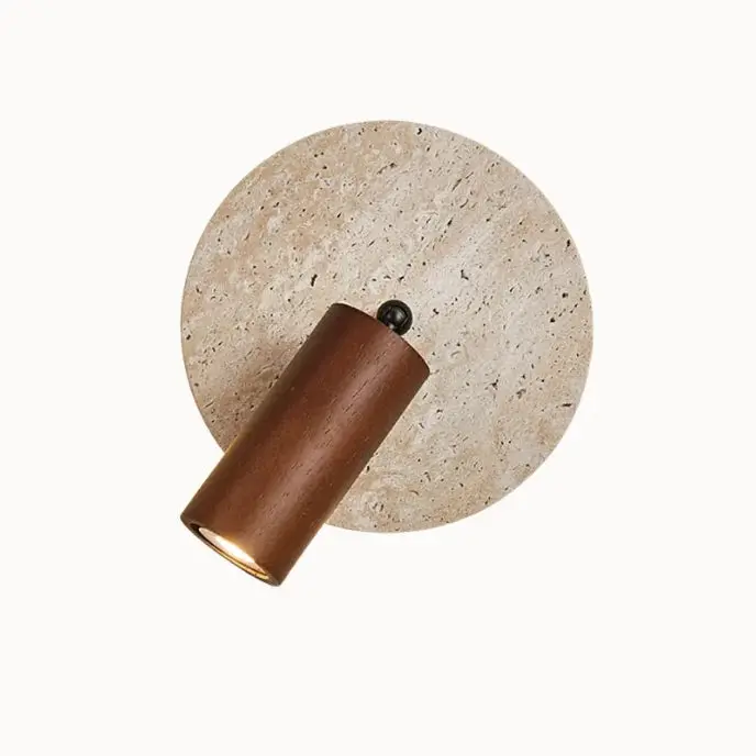 Applique murale design en travertin & bois | Velmo