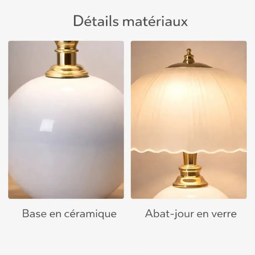 Lampe de chevet vintage en Céramique & Verre | Parani - LuminaSeat