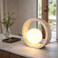 Lampe design sculptural en travertin naturel | Noctura - LuminaSeat