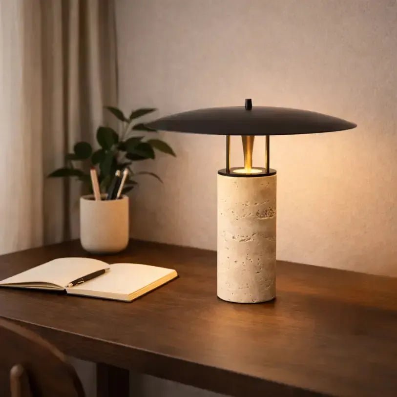 Lampe pierre de travertin authentique | Lima - LuminaSeat