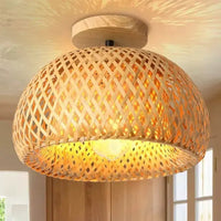 Plafonnier Bambou Tressé Ø 30 cm | Qualix - LuminaSeat