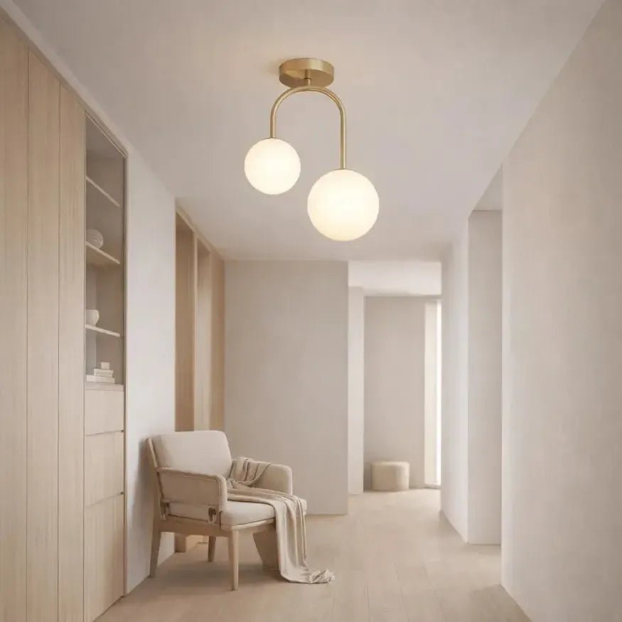 Plafonnier moderne en métal doré | Linea - LuminaSeat