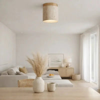 Plafonnier moderne en travertin & bois | Rituals - LuminaSeat