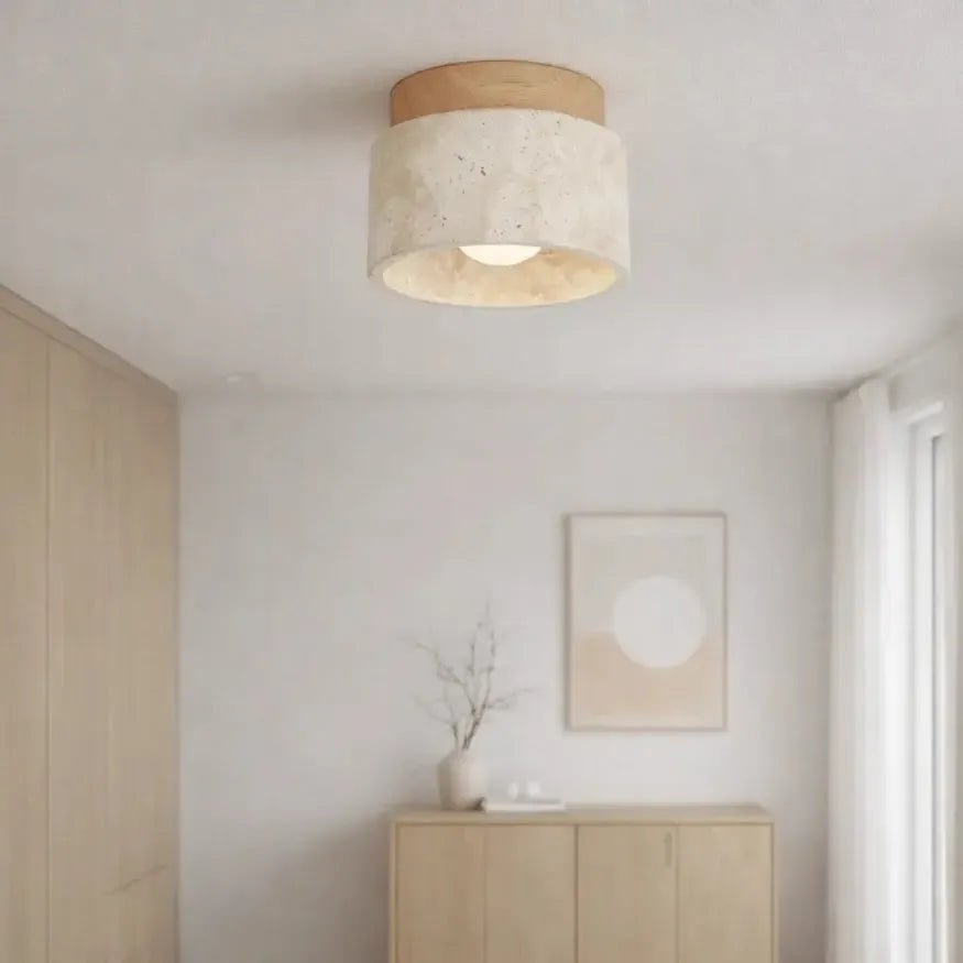 Plafonnier moderne épuré en travertin | Nerra - LuminaSeat