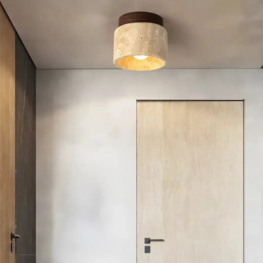 Plafonnier moderne épuré en travertin | Nerra - LuminaSeat