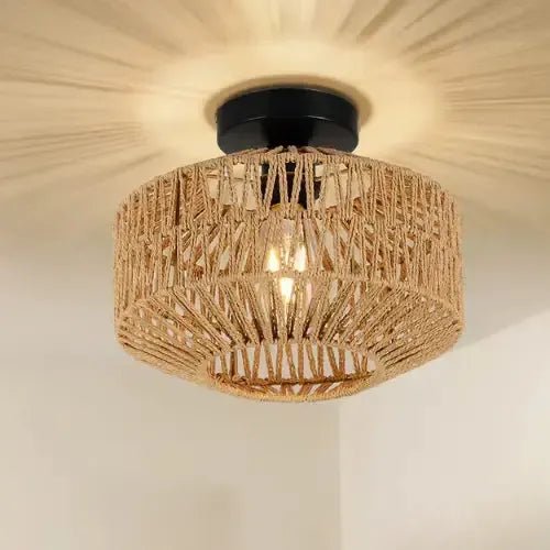 Plafonnier rotin & chanvre naturel | Eloa - LuminaSeat