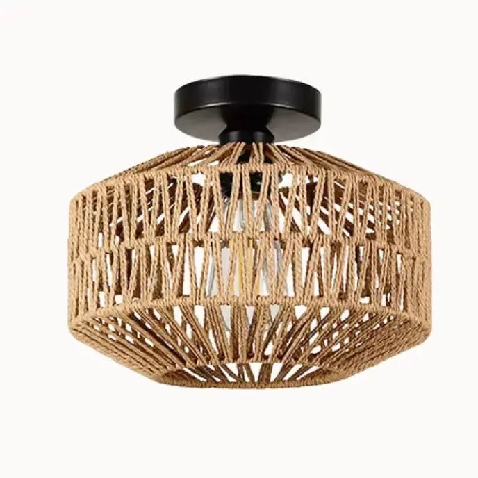 Plafonnier rotin & chanvre naturel | Eloa - LuminaSeat