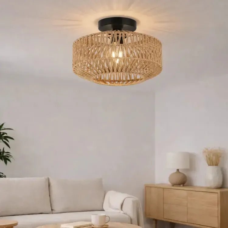 Plafonnier rotin & chanvre naturel | Eloa - LuminaSeat