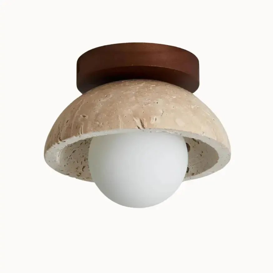 Plafonnier scandinave en travertin & bois | Tiorz - LuminaSeat