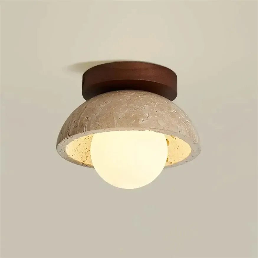 Plafonnier scandinave en travertin & bois | Tiorz - LuminaSeat