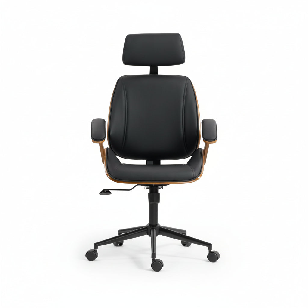 Fauteuil de Bureau Pro - Soutien Lombaire & Design Bois
