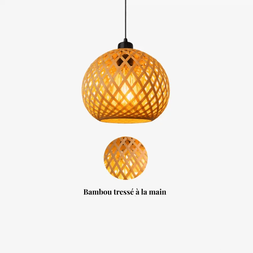 Suspension bambou design sphérique Ø 20 cm | balino - LuminaSeat